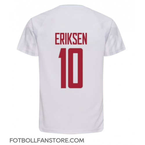 Danmark Christian Eriksen #10 Borta matchtröja VM 2022 Kortärmad Billigt